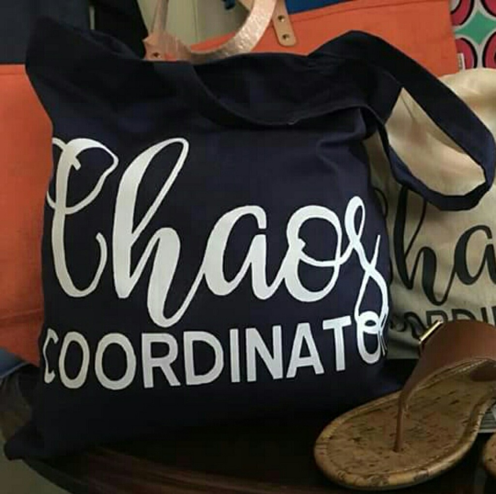 Chaos coordinator totes navy with white writing